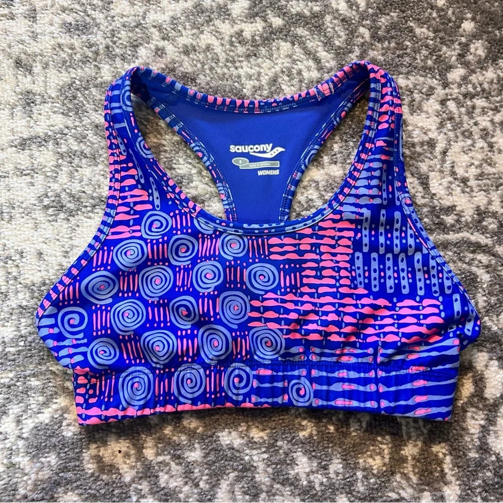 Saucony Pink & Blue Sports Bra